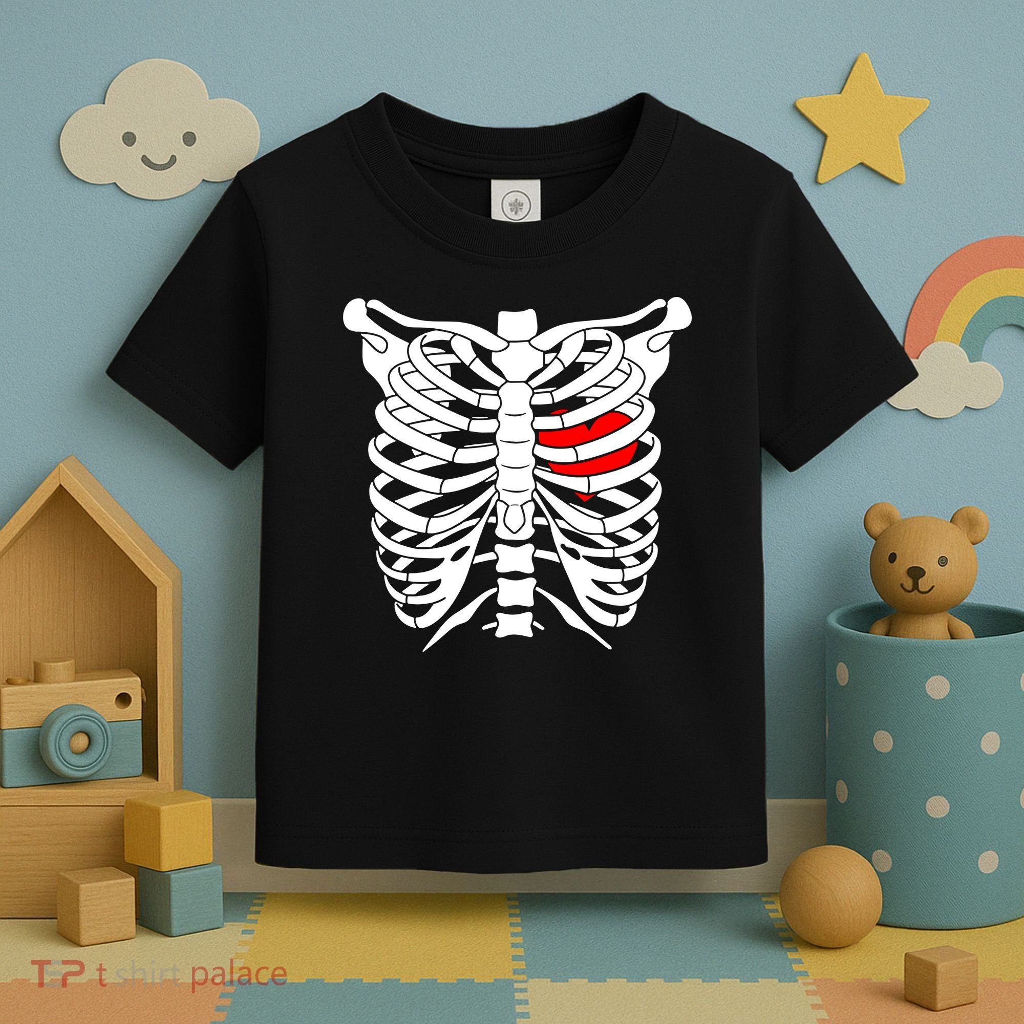 Skeleton Heart Ribcage Halloween Love Costume Idea Toddler T-Shirt