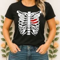 Skeleton Heart Ribcage Halloween Love Costume Idea Women's T-Shirt thumb 2