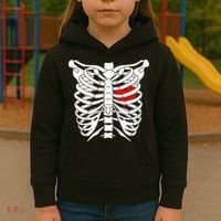 Skeleton Heart Ribcage Halloween Love Costume Idea Kids Hoodie thumb 3