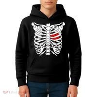 Skeleton Heart Ribcage Halloween Love Costume Idea Kids Hoodie thumb 4