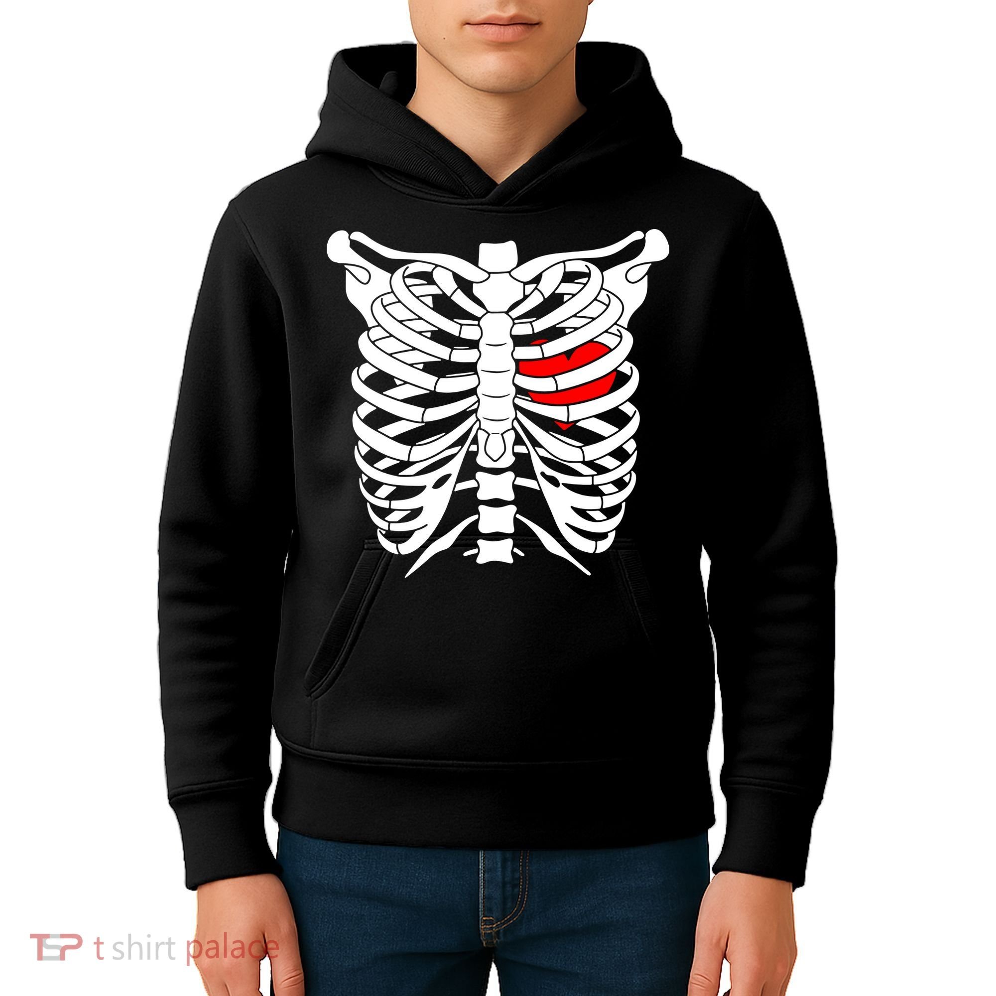 Skeleton Heart Ribcage Halloween Love Costume Idea Kids Hoodie
