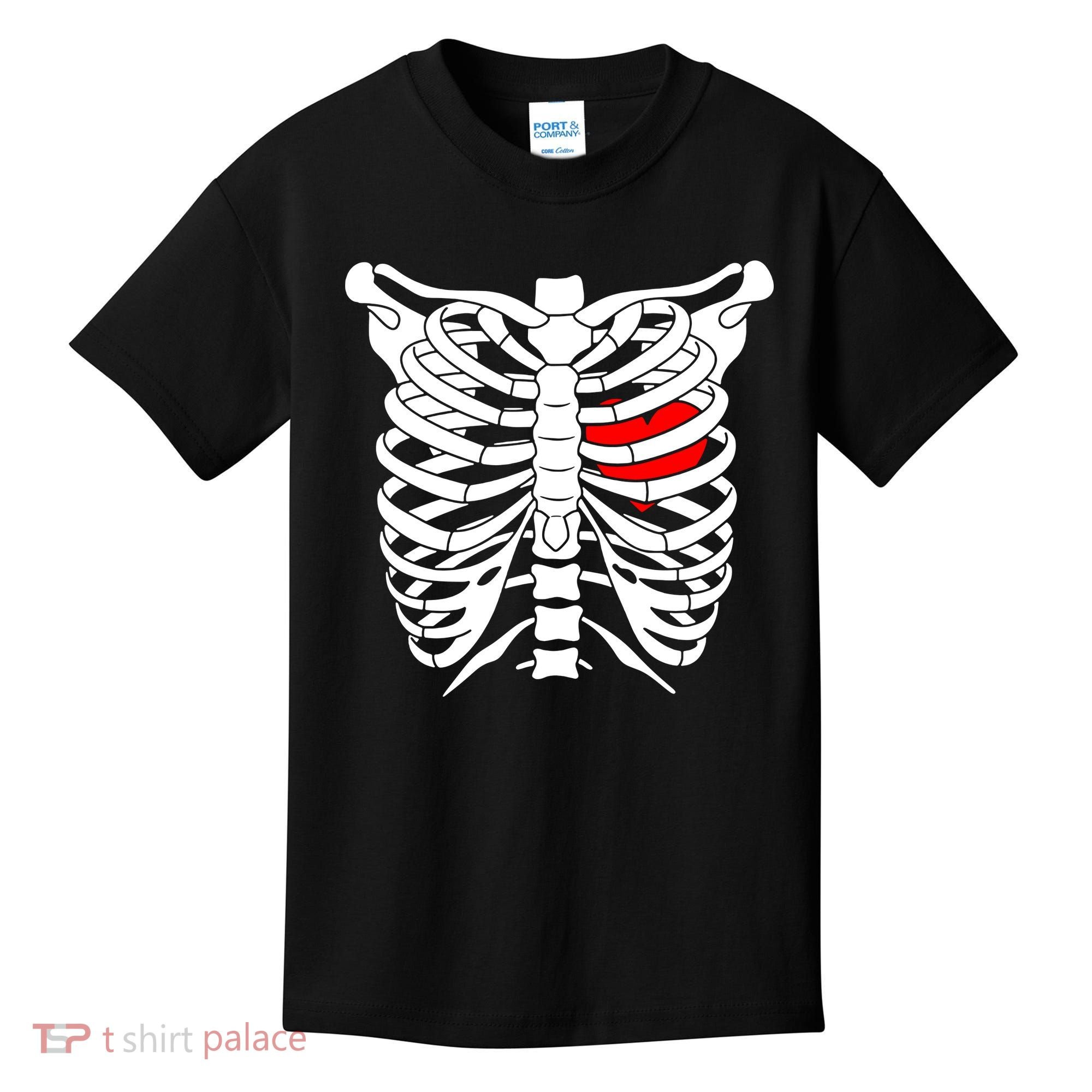 Skeleton Heart Ribcage Halloween Love Costume Idea Kids T-Shirt