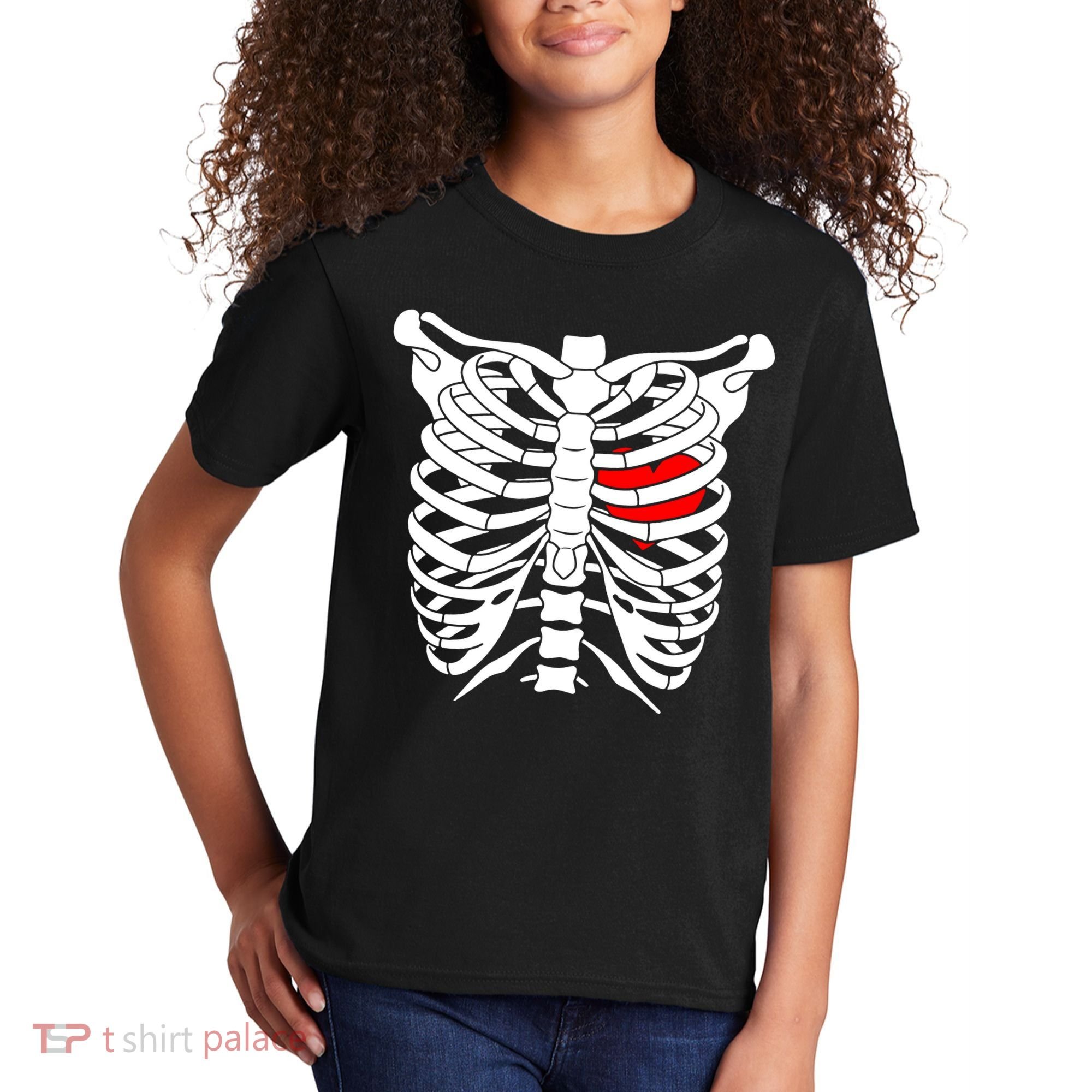 Skeleton Heart Ribcage Halloween Love Costume Idea Kids T-Shirt