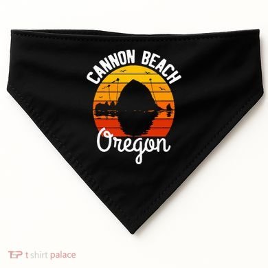 Sunset Haystack Rock Souvenir Cannon Beach USA-Made Doggie Bandana