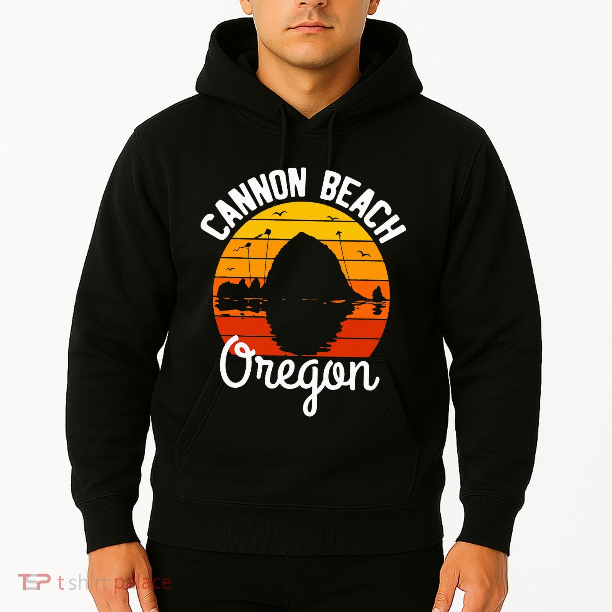 Sunset Haystack Rock Souvenir Cannon Beach Hoodie