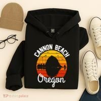 Sunset Haystack Rock Souvenir Cannon Beach Hoodie thumb 4