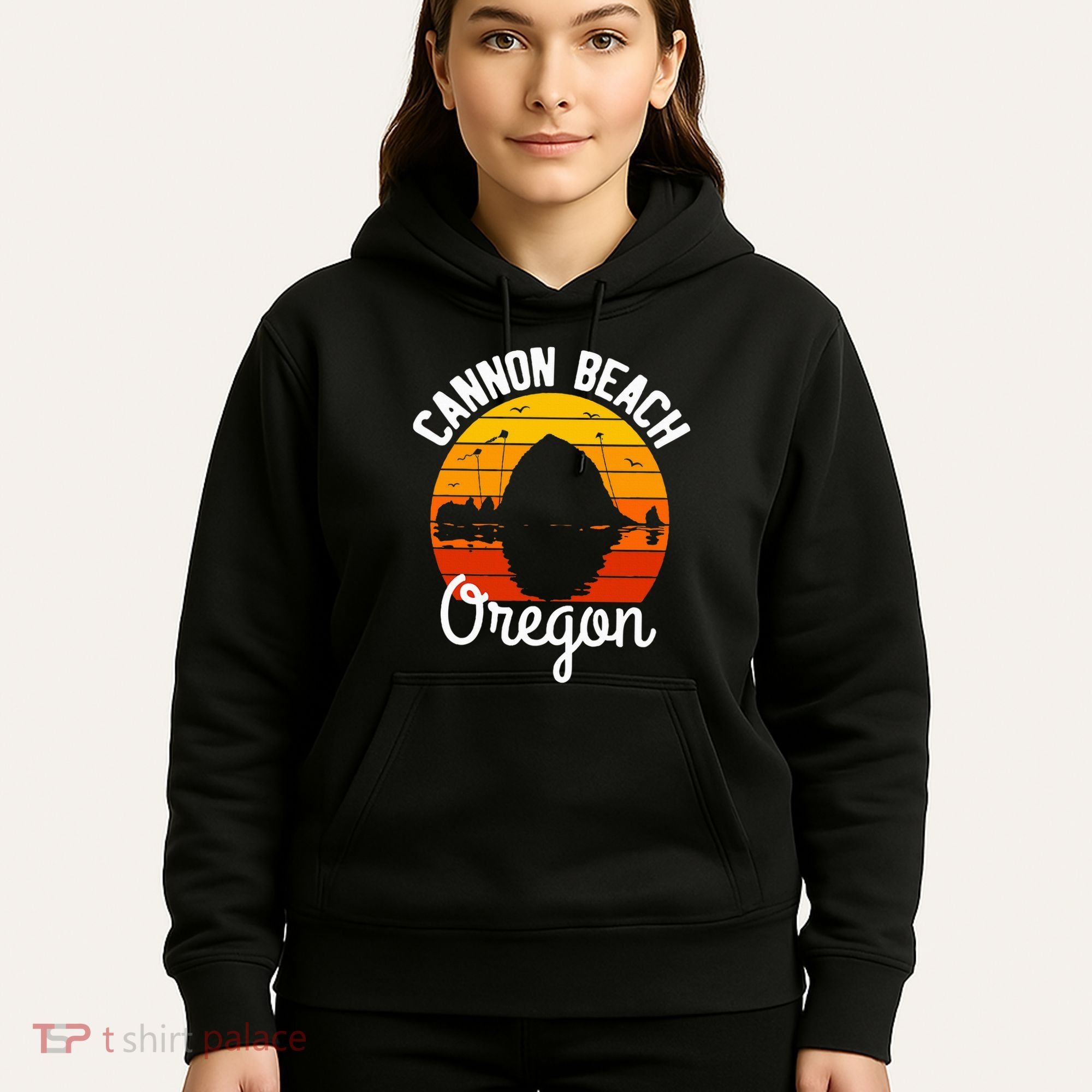 Sunset Haystack Rock Souvenir Cannon Beach Hoodie