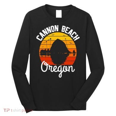 Sunset Haystack Rock Souvenir Cannon Beach Long Sleeve Shirt