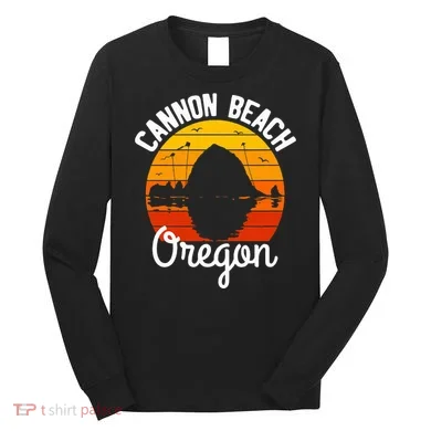Sunset Haystack Rock Souvenir Cannon Beach Long Sleeve Shirt