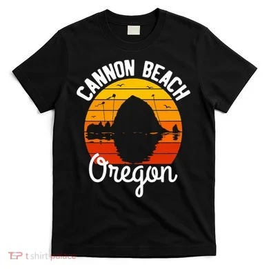 Sunset Haystack Rock Souvenir Cannon Beach T-Shirt