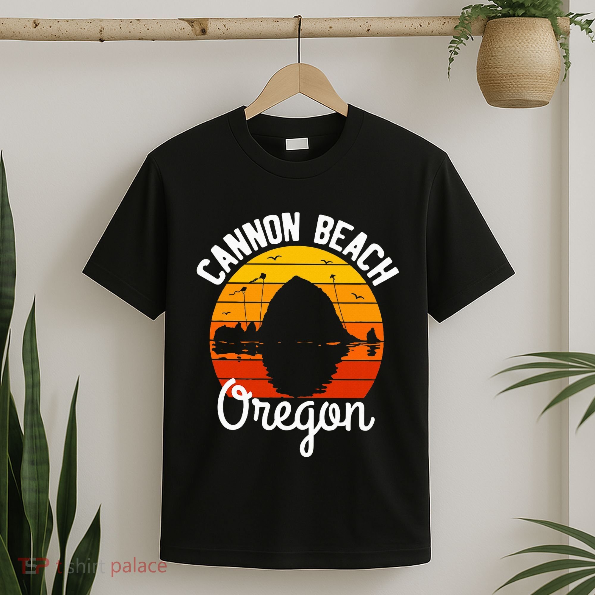 Sunset Haystack Rock Souvenir Cannon Beach T-Shirt
