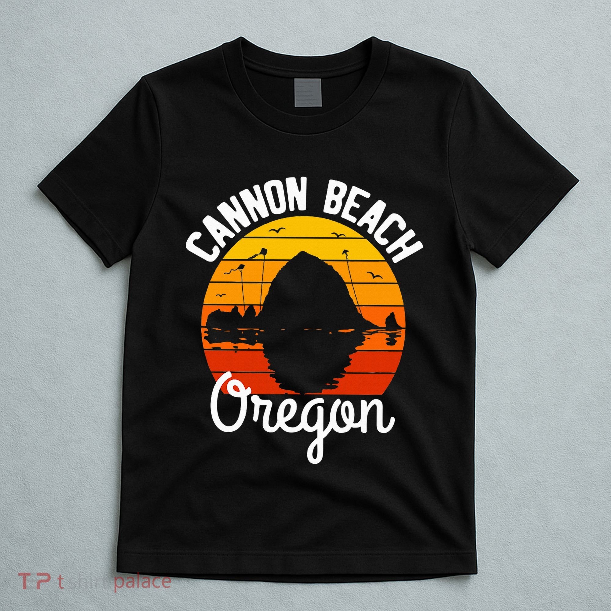 Sunset Haystack Rock Souvenir Cannon Beach T-Shirt
