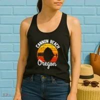 Sunset Haystack Rock Souvenir Cannon Beach Women's Tank Top thumb 2