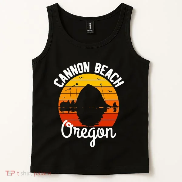 Sunset Haystack Rock Souvenir Cannon Beach Tank Top
