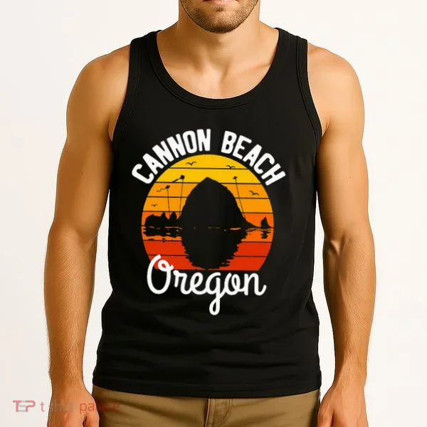 Sunset Haystack Rock Souvenir Cannon Beach Tank Top