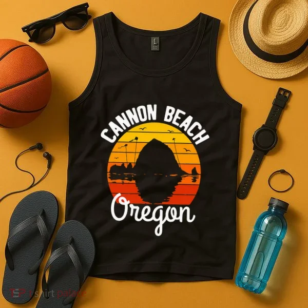 Sunset Haystack Rock Souvenir Cannon Beach Tank Top
