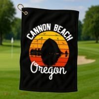 Sunset Haystack Rock Souvenir Cannon Beach Golf Towel thumb 1