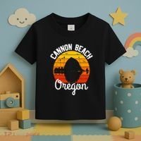Sunset Haystack Rock Souvenir Cannon Beach Toddler T-Shirt thumb 3