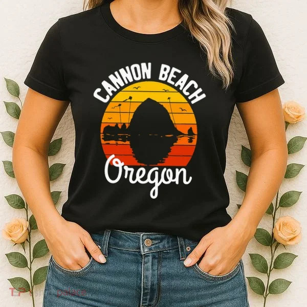 Sunset Haystack Rock Souvenir Cannon Beach Women's T-Shirt