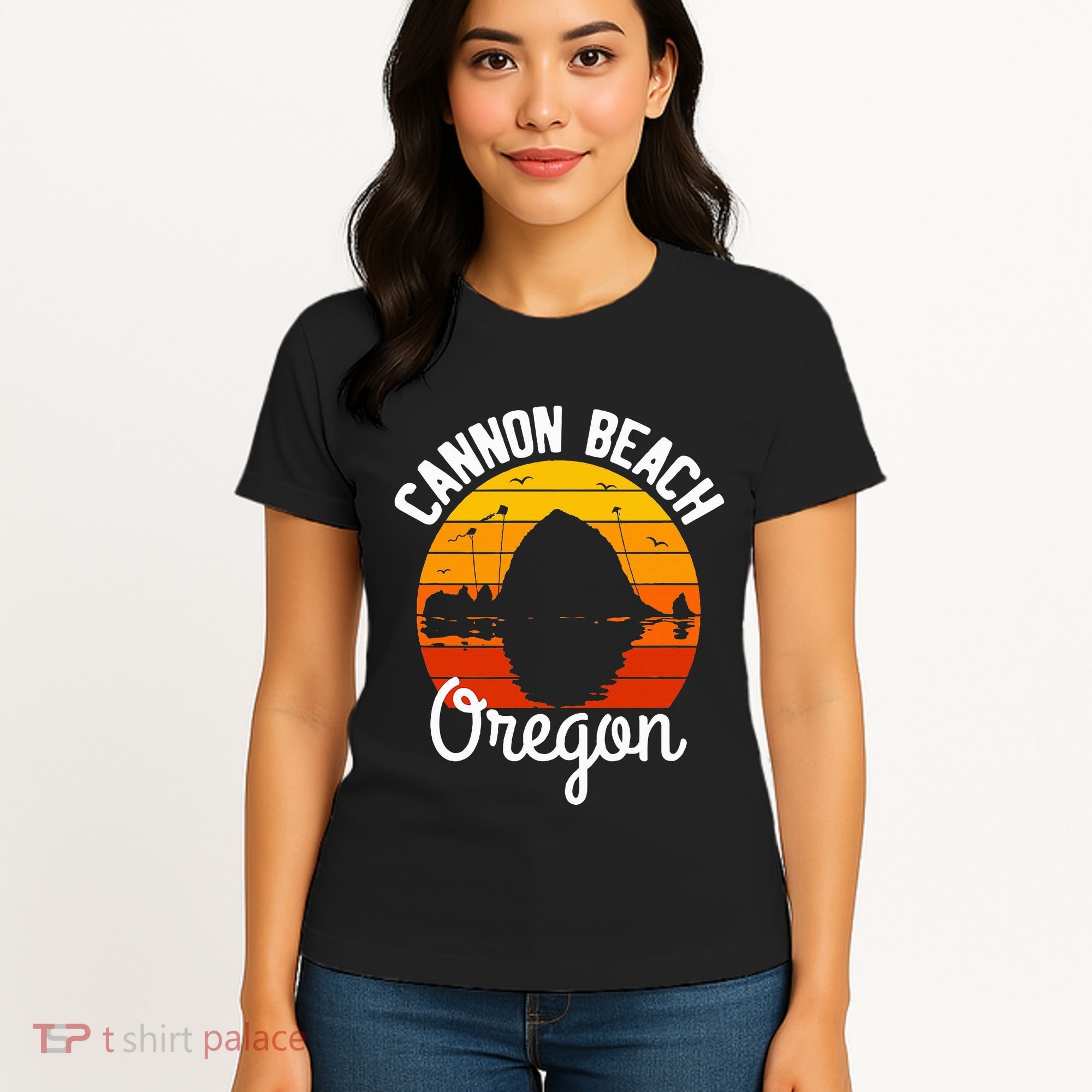 Sunset Haystack Rock Souvenir Cannon Beach Women's T-Shirt