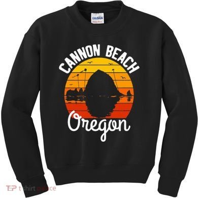 Sunset Haystack Rock Souvenir Cannon Beach Kids Sweatshirt