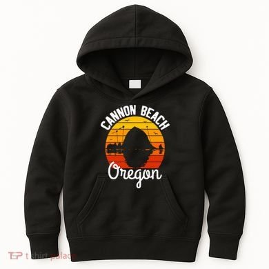 Sunset Haystack Rock Souvenir Cannon Beach Kids Hoodie