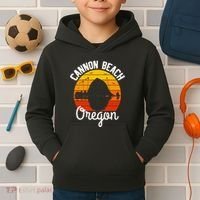 Sunset Haystack Rock Souvenir Cannon Beach Kids Hoodie thumb 2