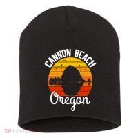 Sunset Haystack Rock Souvenir Cannon Beach Short Acrylic Beanie thumb 0