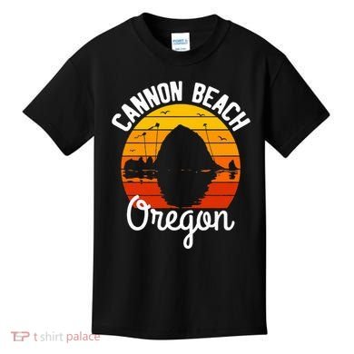 Sunset Haystack Rock Souvenir Cannon Beach Kids T-Shirt