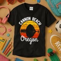 Sunset Haystack Rock Souvenir Cannon Beach Kids T-Shirt thumb 3