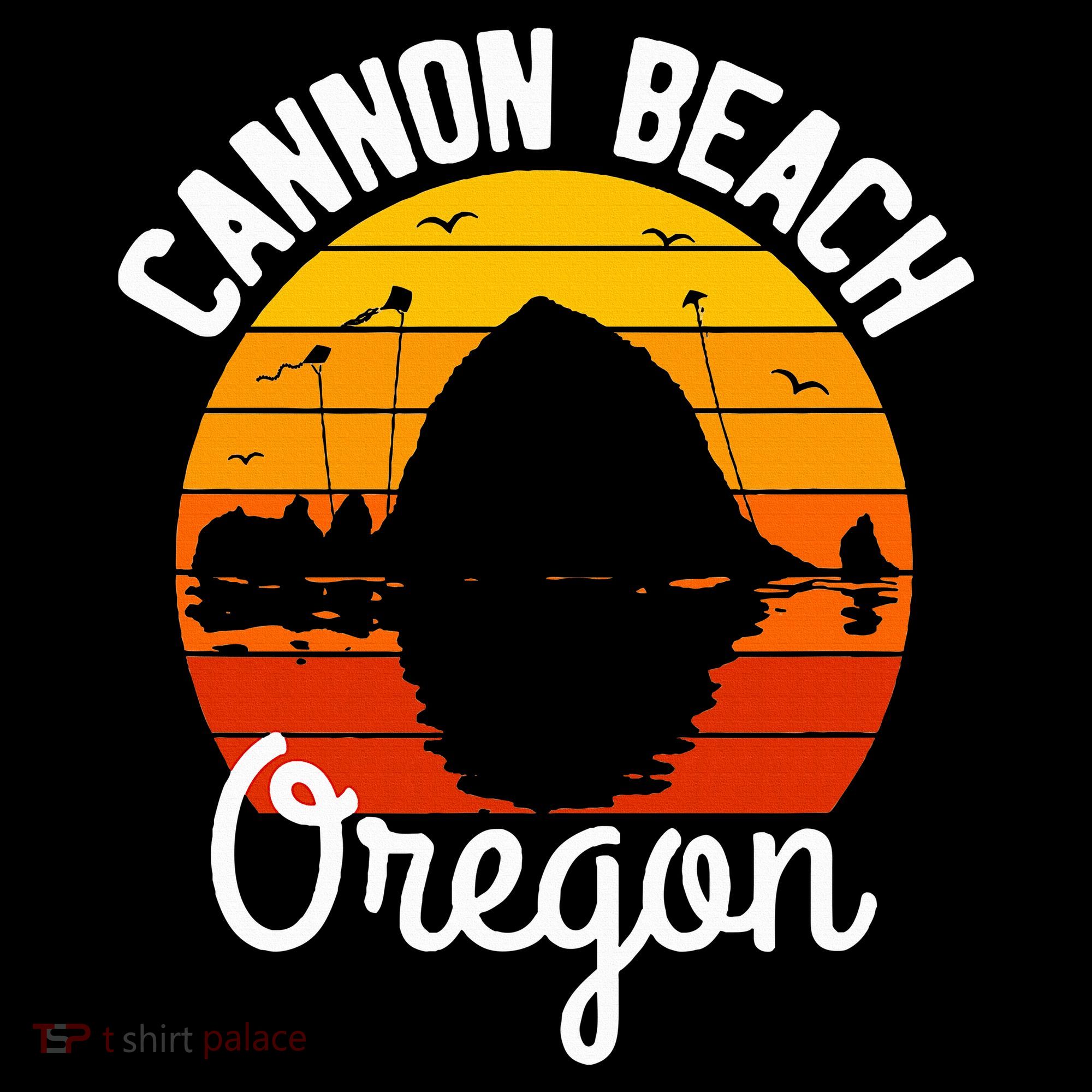 Sunset Haystack Rock Souvenir Cannon Beach Kids T-Shirt