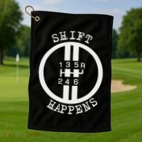 Shift Happens Race Car Fan Manual Transmission 6 Speed Funny Golf Towel thumb 1