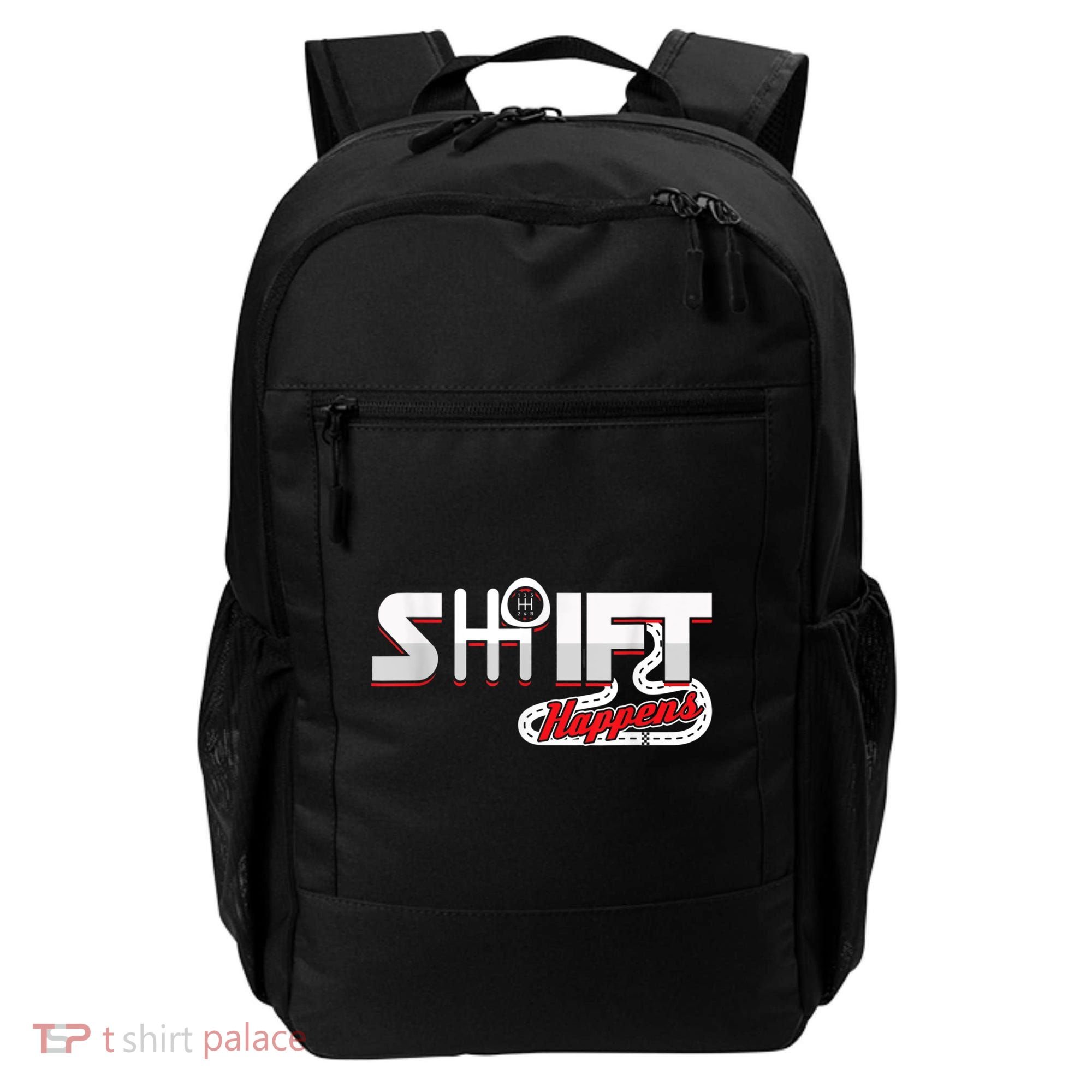 Shift Happens Race Racing Car Manual Mechanic Sportcar Backpack