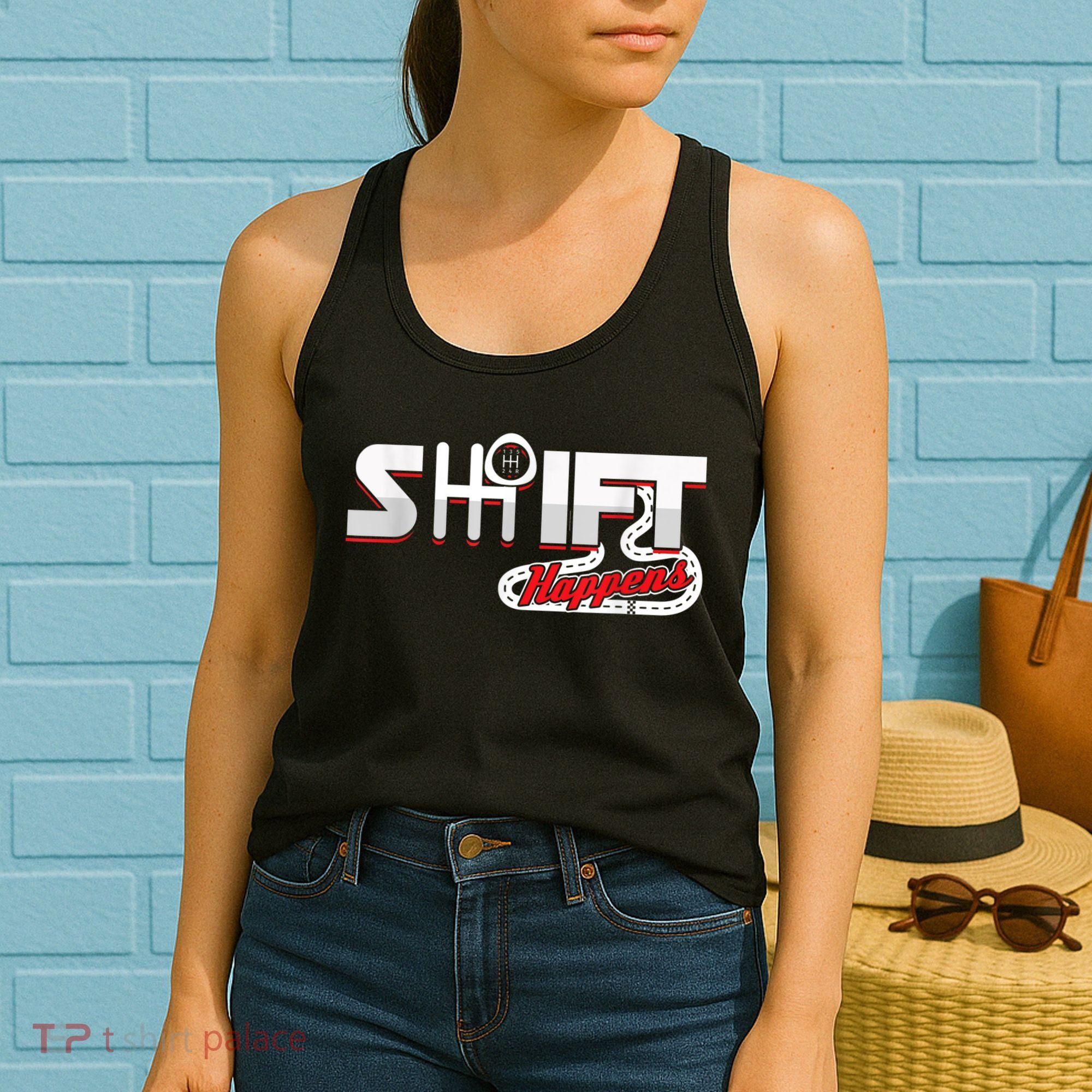 Shift Happens Race Racing Car Manual Mechanic Sportcar Women's Tank Top