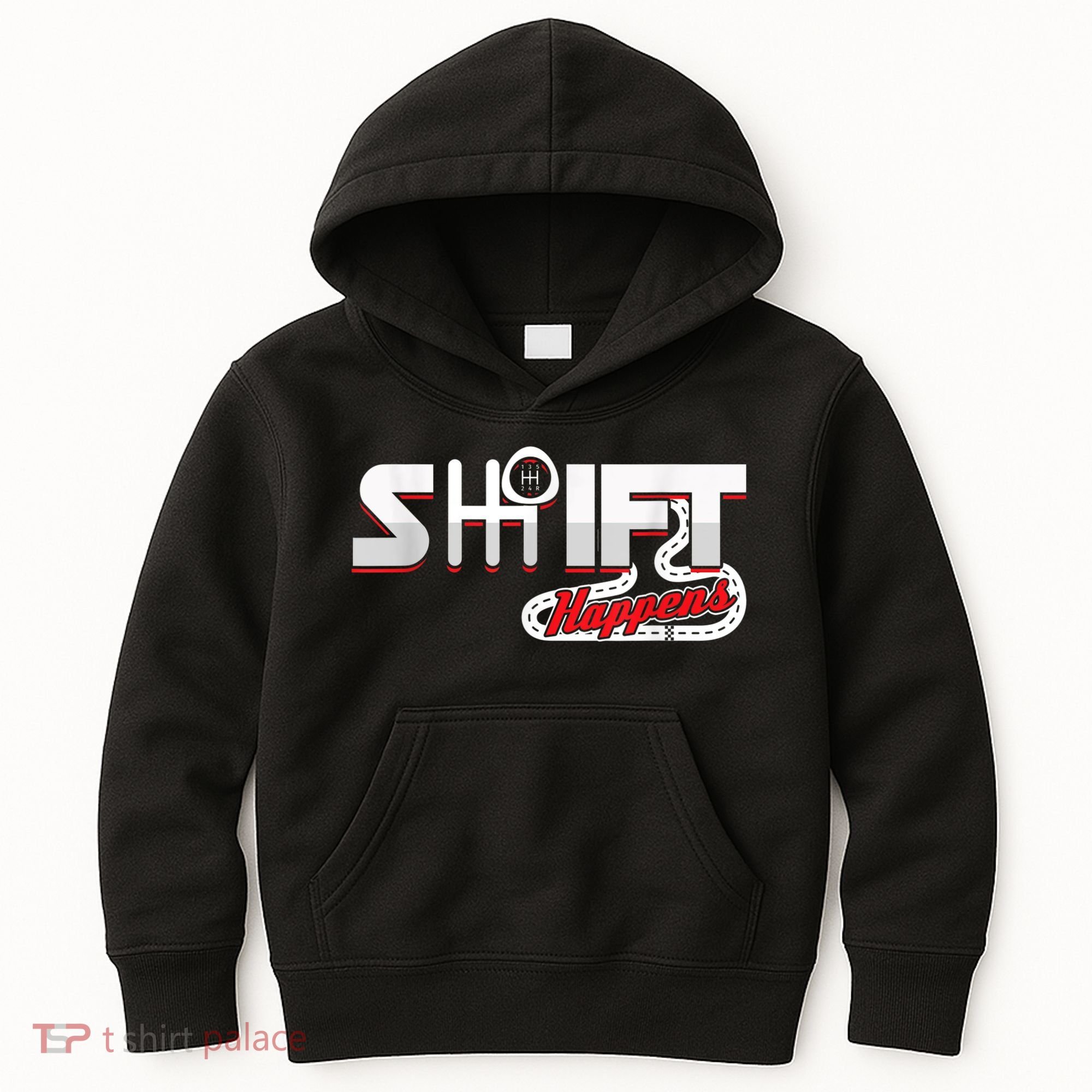 Shift Happens Race Racing Car Manual Mechanic Sportcar Kids Hoodie