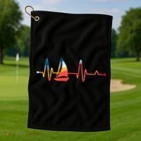 Sailing Heartbeat Retro Sailor Golf Towel thumb 1
