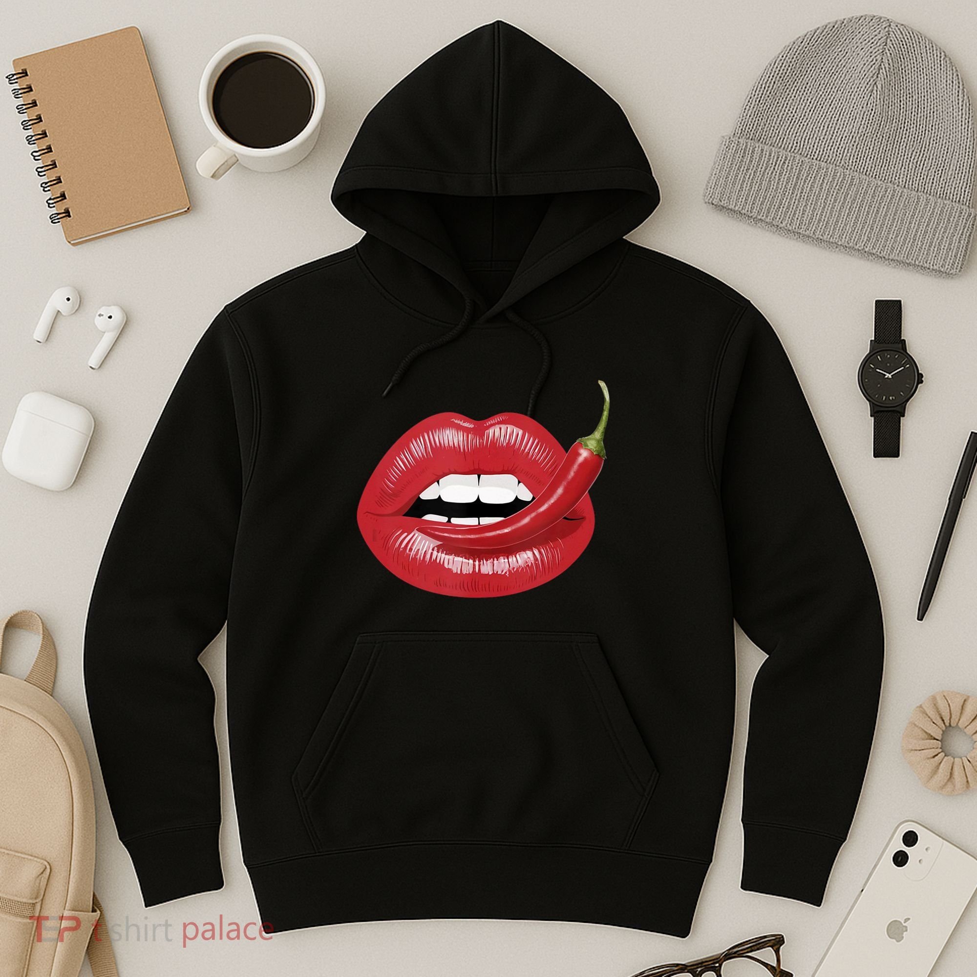 Sexy Hot Red Chili Pepper Lips Hoodie