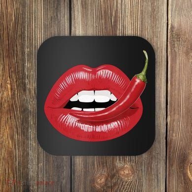 Sexy Hot Red Chili Pepper Lips Coaster