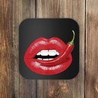 Sexy Hot Red Chili Pepper Lips Coaster thumb 0