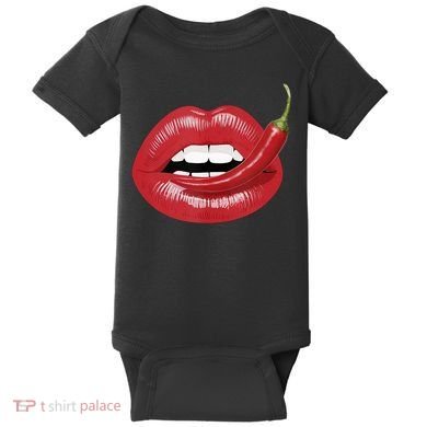 Sexy Hot Red Chili Pepper Lips Baby Bodysuit