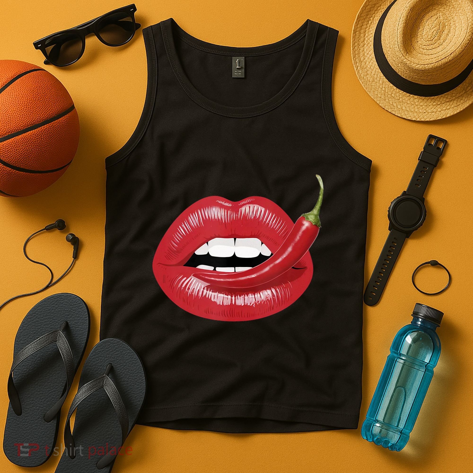 Sexy Hot Red Chili Pepper Lips Tank Top