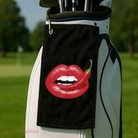 Sexy Hot Red Chili Pepper Lips Golf Towel thumb 2