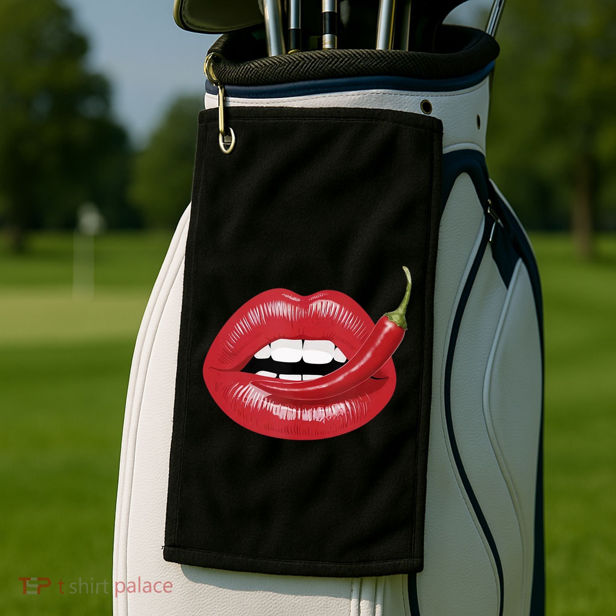 Sexy Hot Red Chili Pepper Lips Golf Towel