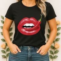 Sexy Hot Red Chili Pepper Lips Women's T-Shirt thumb 2