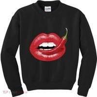 Sexy Hot Red Chili Pepper Lips Kids Sweatshirt thumb 0