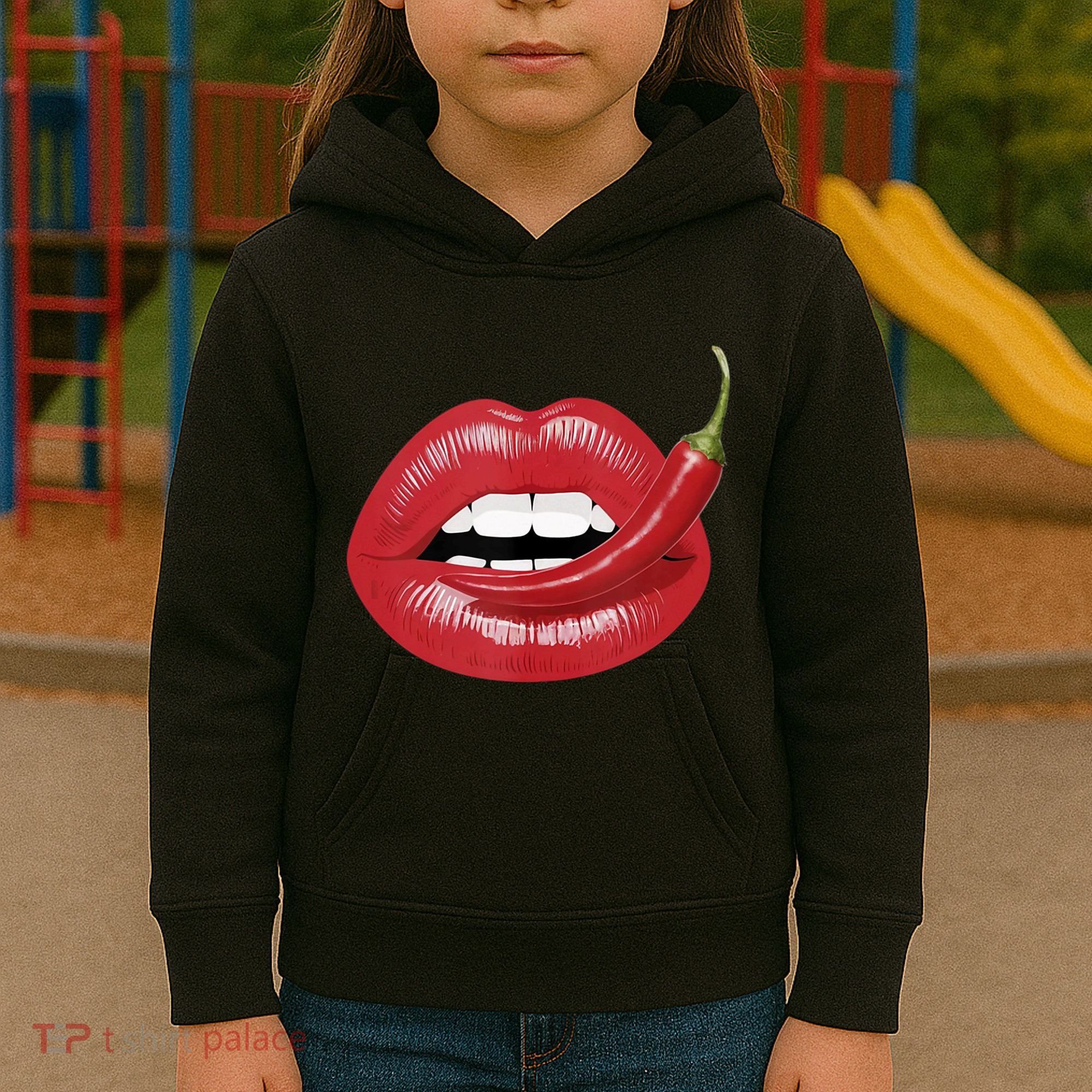 Sexy Hot Red Chili Pepper Lips Kids Hoodie