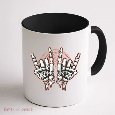 Skeleton Hands Rock And Roll Coffee Mug back