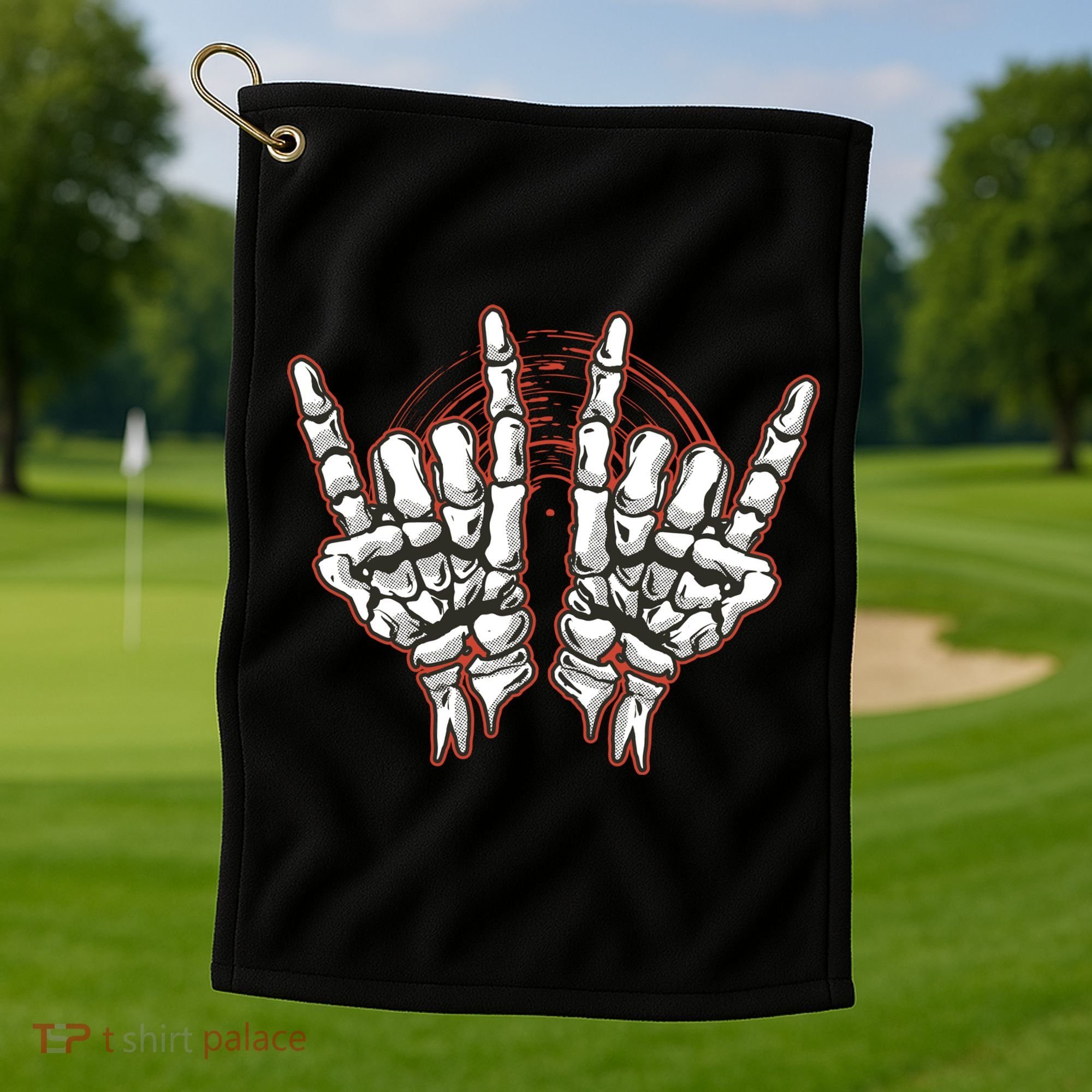 Skeleton Hands Rock And Roll Golf Towel