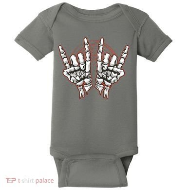 Skeleton Hands Rock And Roll Baby Bodysuit