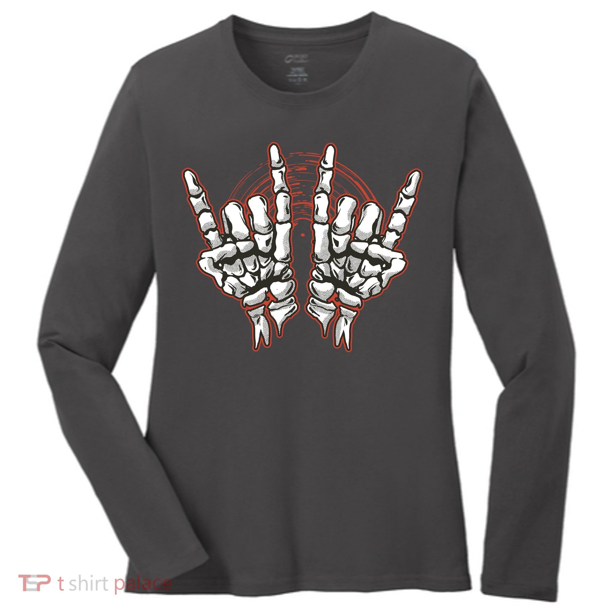 Skeleton Hands Rock And Roll Women's Long Sleeve Shirt
